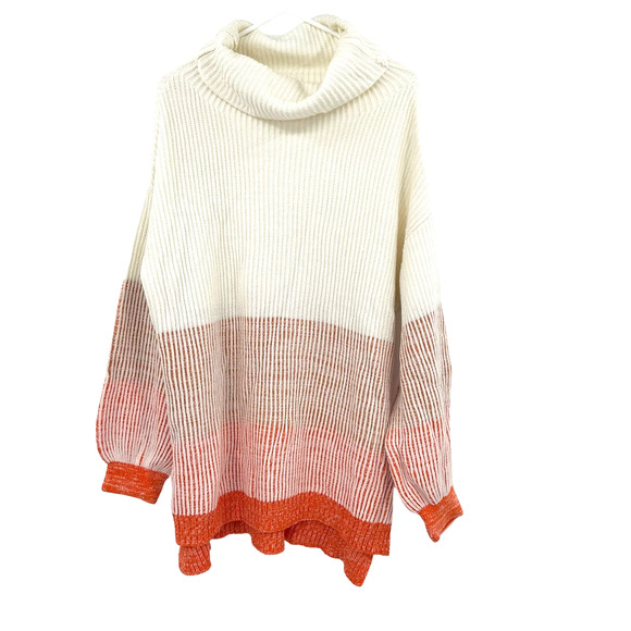 Soft Surroundings size‎ medium oversized turtleneck sweater white orange - Picture 1 of 5